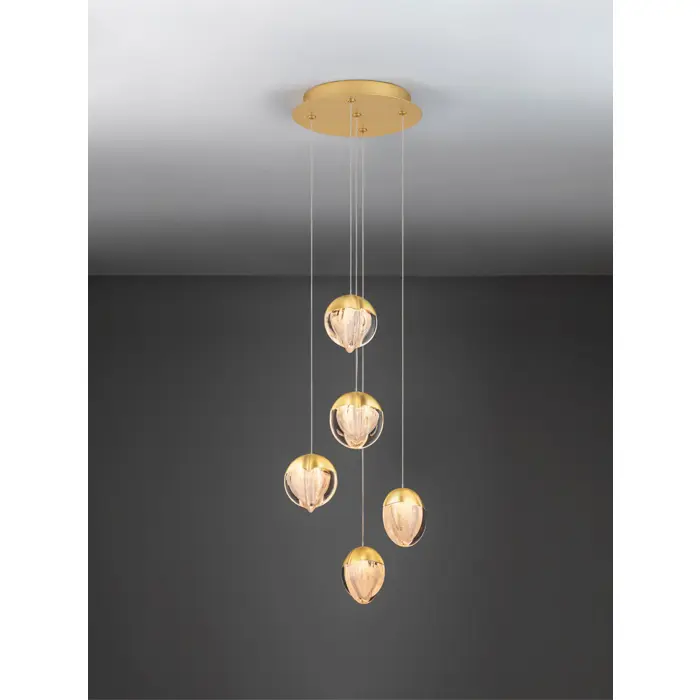 ALICIA LED LUSTER 5X ZLATNA 25W 3000K IP20 TRIAC DIMABILNA