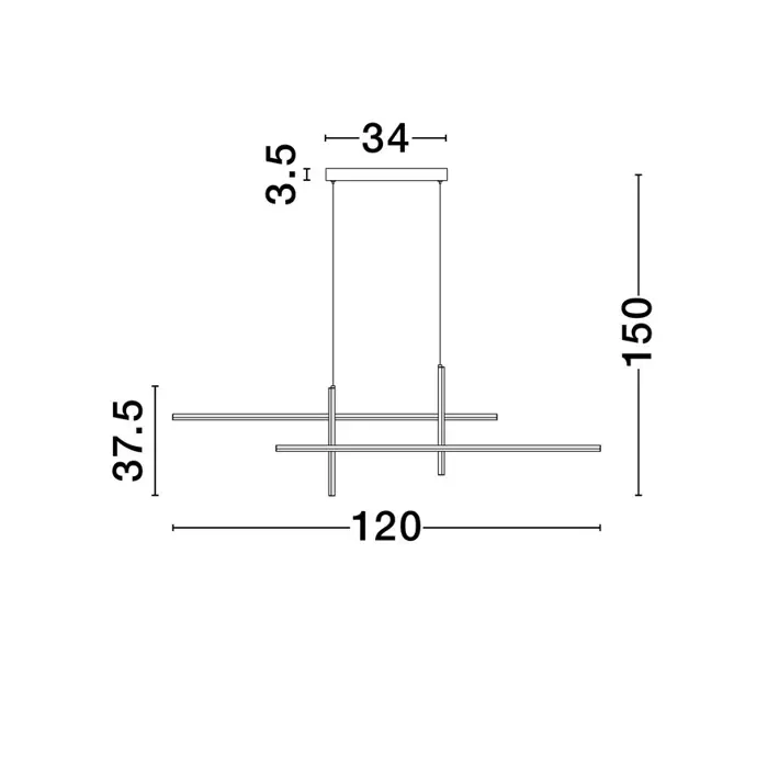 ANTAMA VISILICA LED/3200K/43W/1478Lm/CRNA - ZLATNA