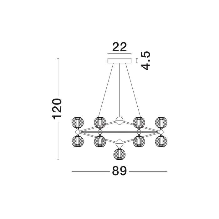 BELINDA VISILICA LED 53W/3000K/2983,57lm/DIMM/IP20/CRNA