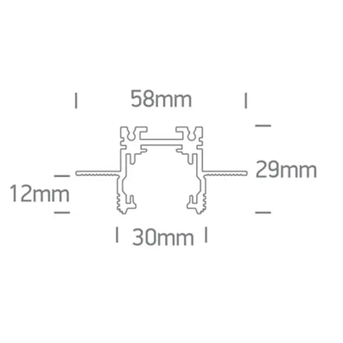 MAGNETNA ŠINA 48V/2m TRIMLES UGRADNA MINI 29×30mm CRNA