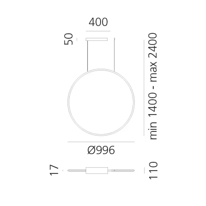 DISCOVERY VERTICAL 100 TW VISILICA CRNA 71W 2700-6500K Warm 4637 Cold 4775lm