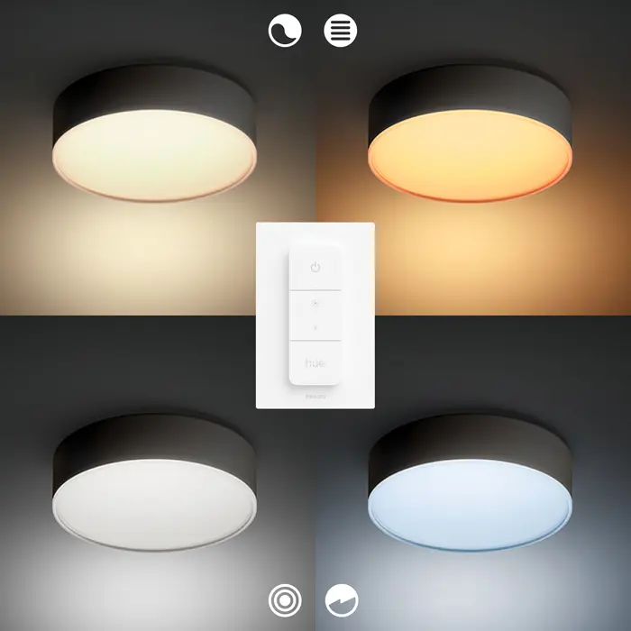 ENRAVE PHILIPS HUE pametna LED stropna svjetiljka L crna + Hue Dimmer Switch
