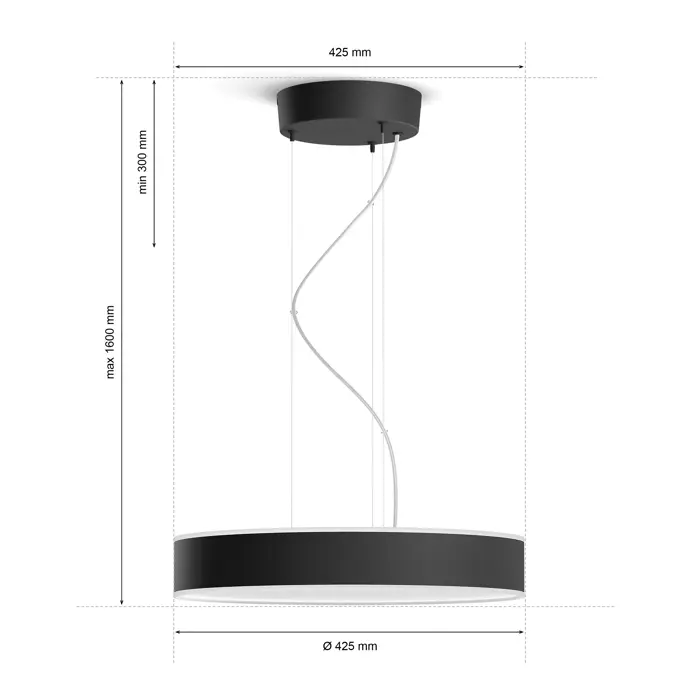 ENRAVE PHILIPS HUE pametna LED viseća svjetiljka crna + Hue Dimmer Switch