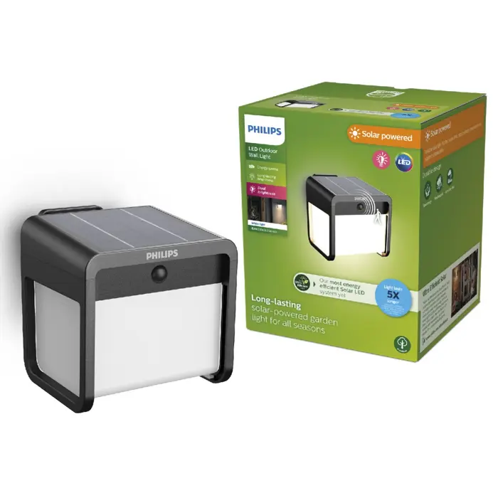 EZRA PHILIPS solarna LED svjetiljka White Ambiance kvadratna 30K crna IR