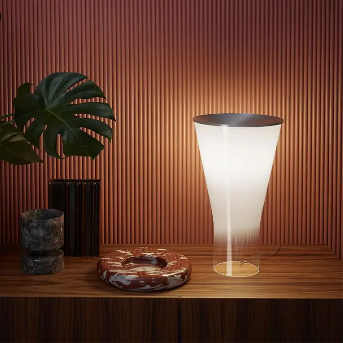 FOSCARINI STOLNA LAMPA SOFFIO ALUMINIJ/PROZIRNA/OPALNA