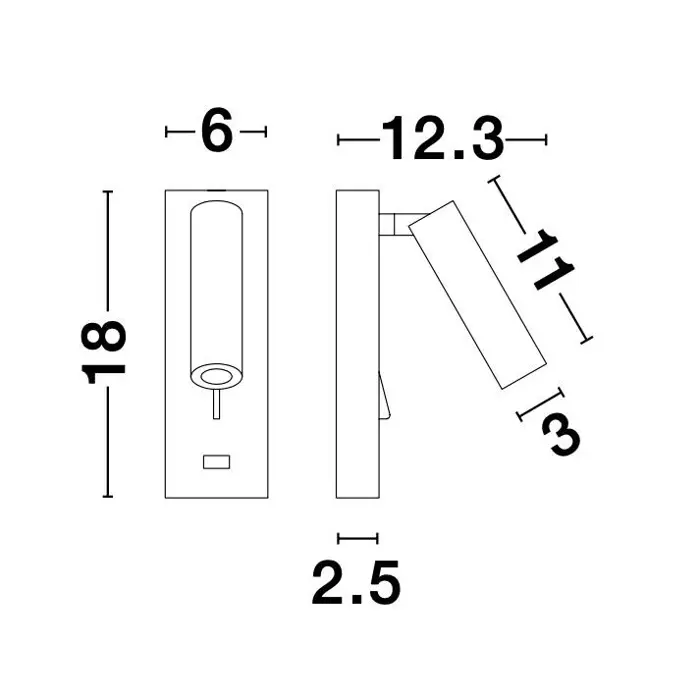 FUSE ZIDNA LAMPA LED 3W/3000K/210lm/IP20/CRNA