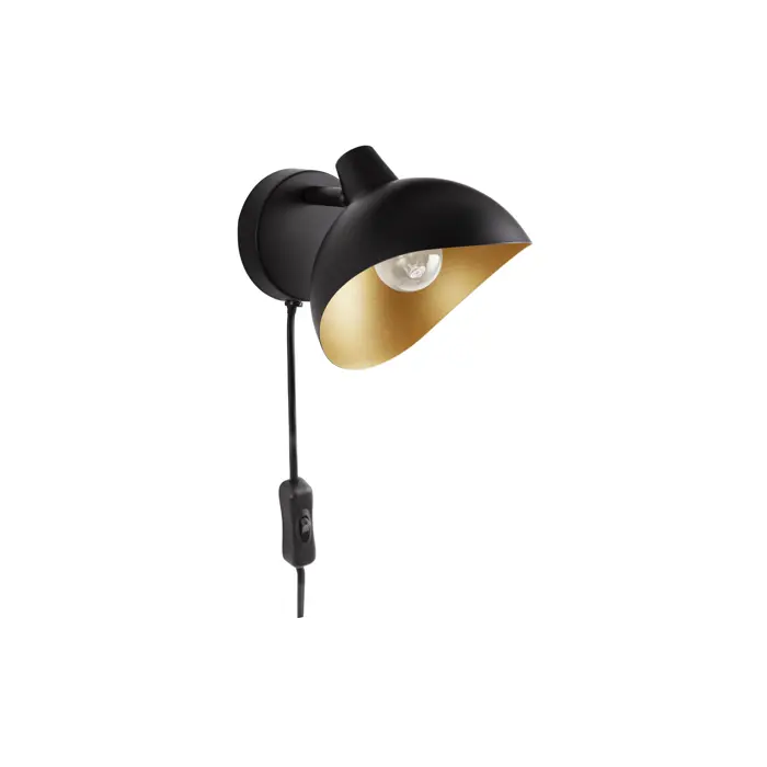GETI ZIDNA LAMPA E14 /IP20/MATT CRNA & ZLATNA