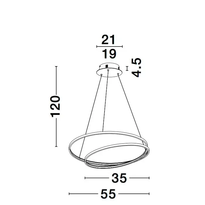 GRANIA VISILICA LED 25W/3000K/1900lm/DIMM/IP20/CRNA
