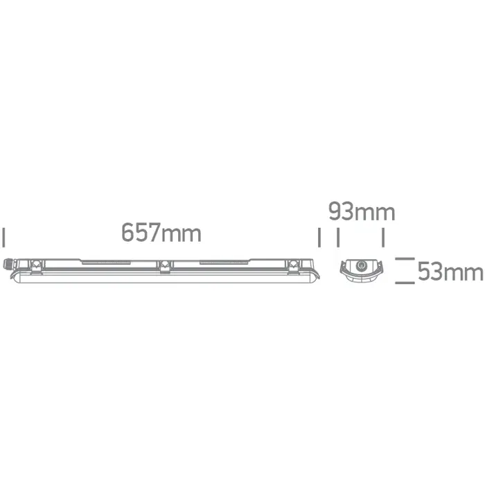 INDUSTRIJSKA SVJETILJKA IP65 2xT8 LED CIJEV 600mm PC/PC
