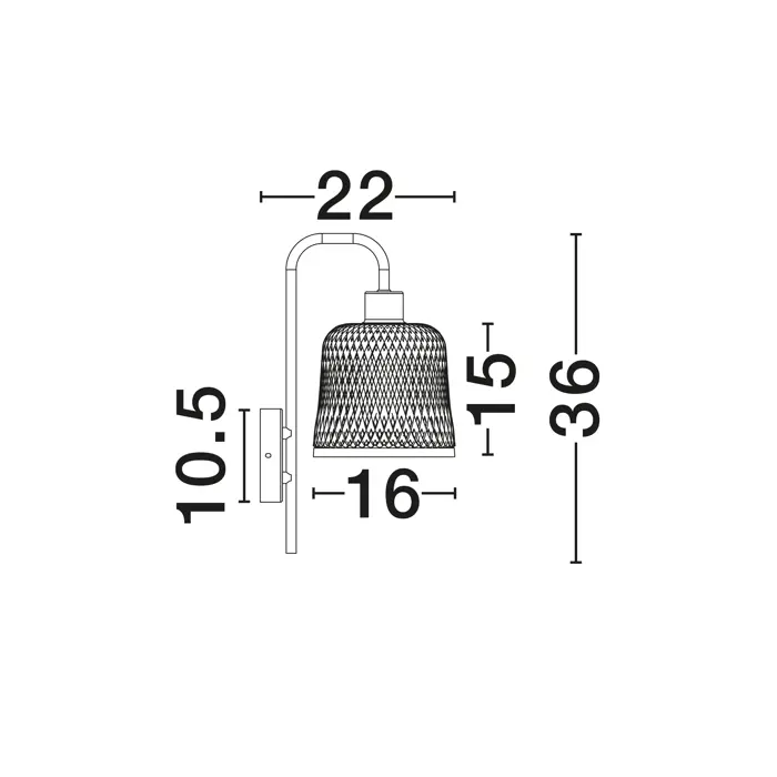 INTRA ZIDNA LAMPA E27/12W/NATURAL & BLACK