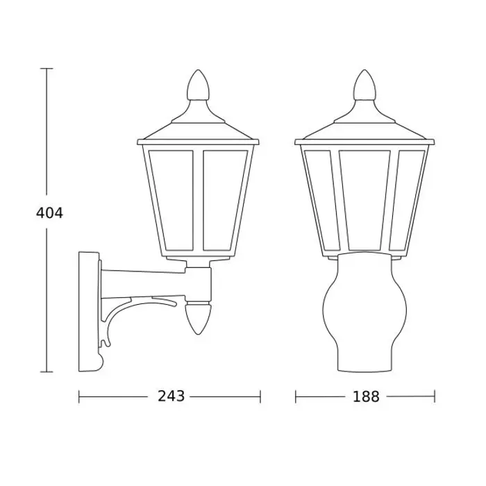 LED VANJSKA ZIDNA SVJETILJKA L 15 CRNA E27