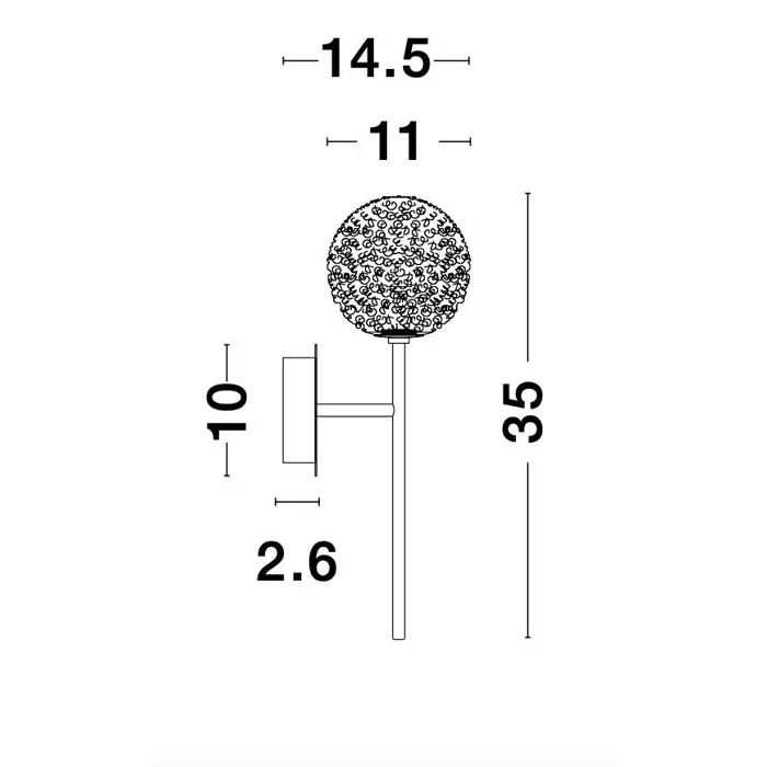 MIRANO ZIDNA LAMPA G9 /IP20/MESING ZLATNA