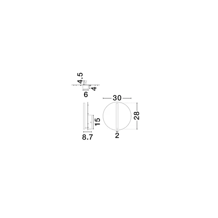 NALU ZIDNA LAMPA LED 20W 1200lm 3000K IP20
