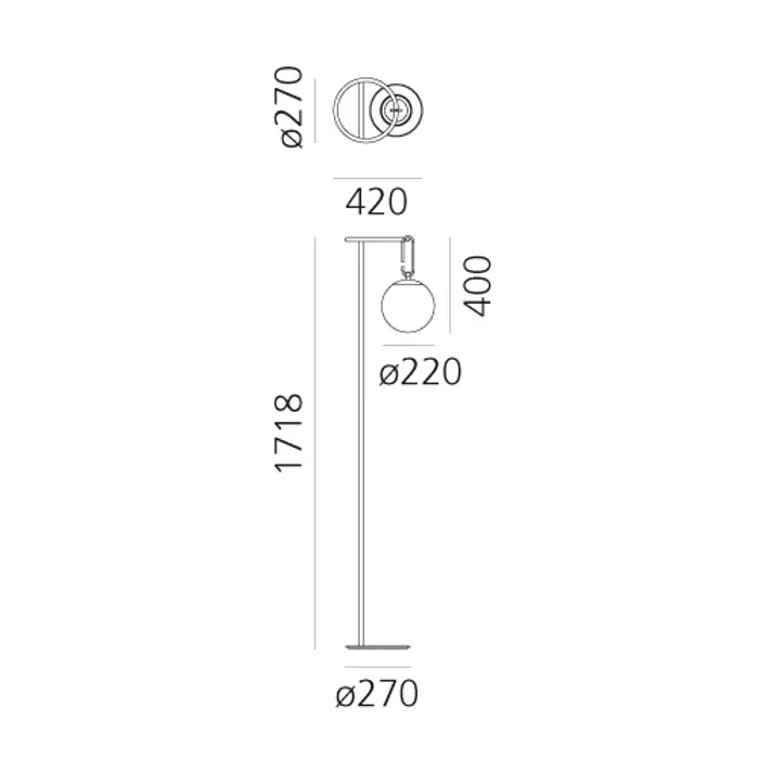 nh 22 STAJAĆA SVJETILJKA 1×E27/15W/230V DIMM. CRNO/ZLATNA