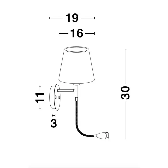 NIA ZIDNA LAMPA LED & E27 3W/3000K/180lm/IP20/BIJELA