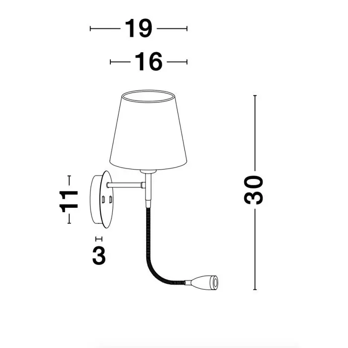 NIA ZIDNA LAMPA LED & E27 3W/3000K/180lm/IP20/CRNA
