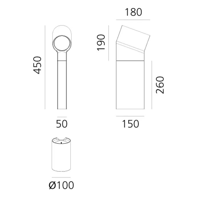 OBLIQUE BOLLAR 45 STAJAĆA LAMPA ANTRACIT 20W 3000K 1088lm