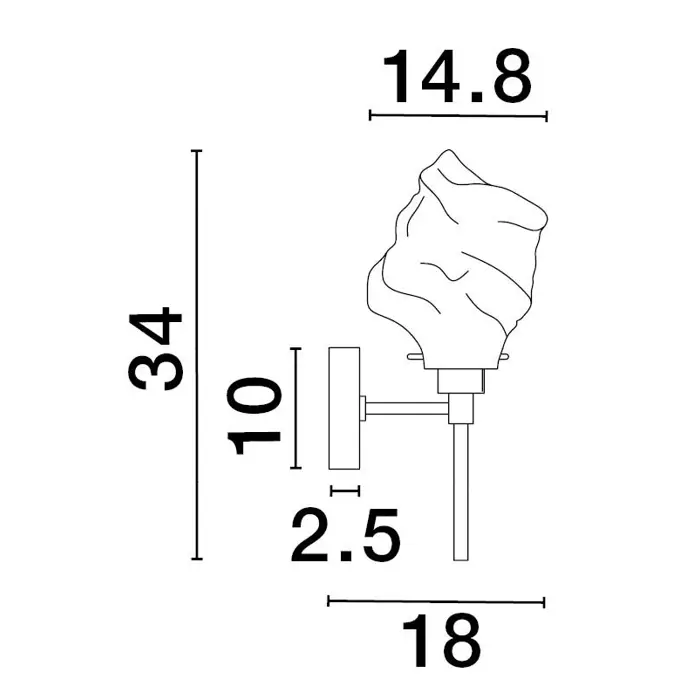 ODELLE ZIDNA LAMPA E14 /IP20/MESING ZLATNA & JANTAR
