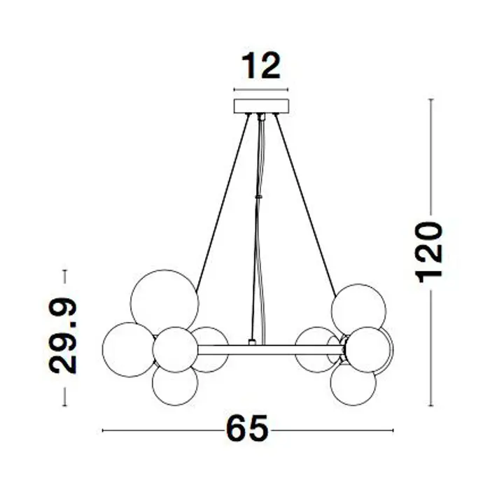ODILLIA VISILICA 11×G9/230V fi65 CRNO/TRANSPARENTNA