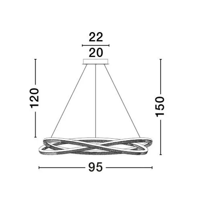 OFELIA VISILICA LED/3000K/68W/5637Lm/CRNA