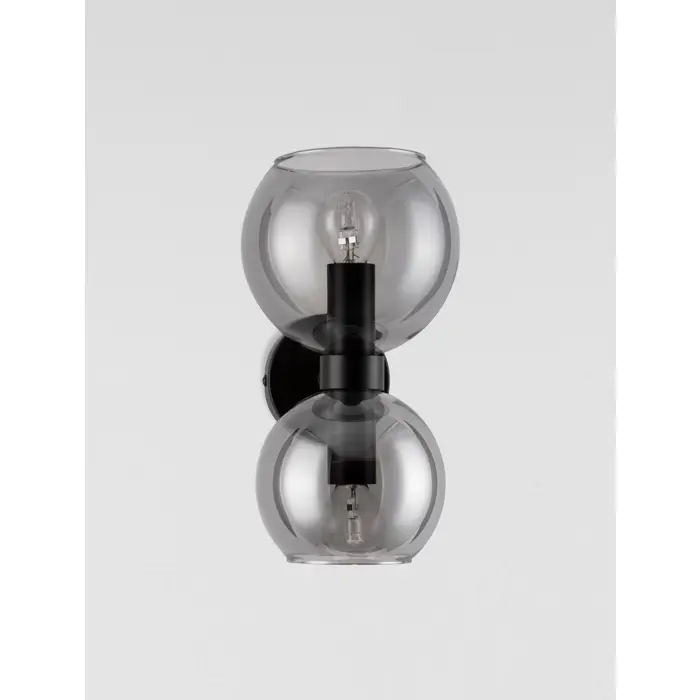 PALMER ZIDNA LAMPA E14 /IP20/CRNA & SMOKY