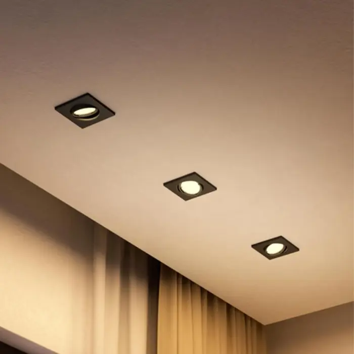 PERIDOT PHILIPS LED downlight ugradbeni KIT kvadratna GU10 crni (set 3 kom)