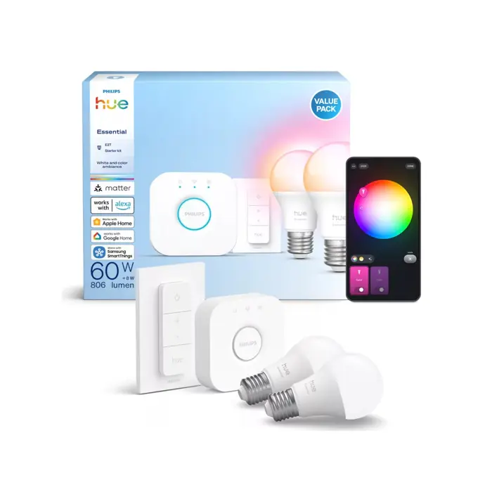 ESSENTIAL PHILIPS HUE LED reflektor WCA 806 A60 (set 2 kom) + Bridge + Dimmer
