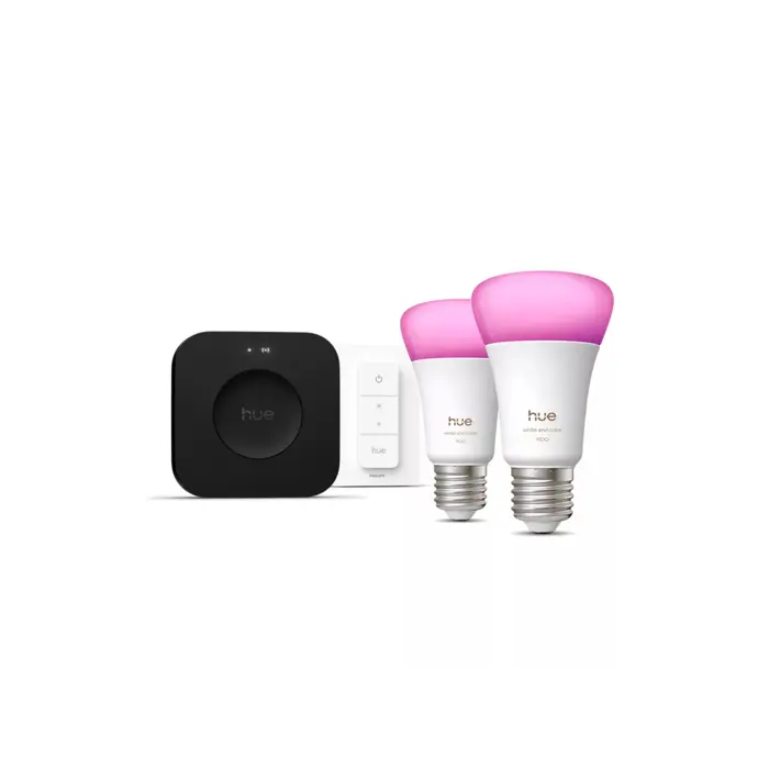 PHILIPS HUE pametna LED žarulja WCA 1100 A60 E27 (set 2 kom) + Bridge + Dimmer