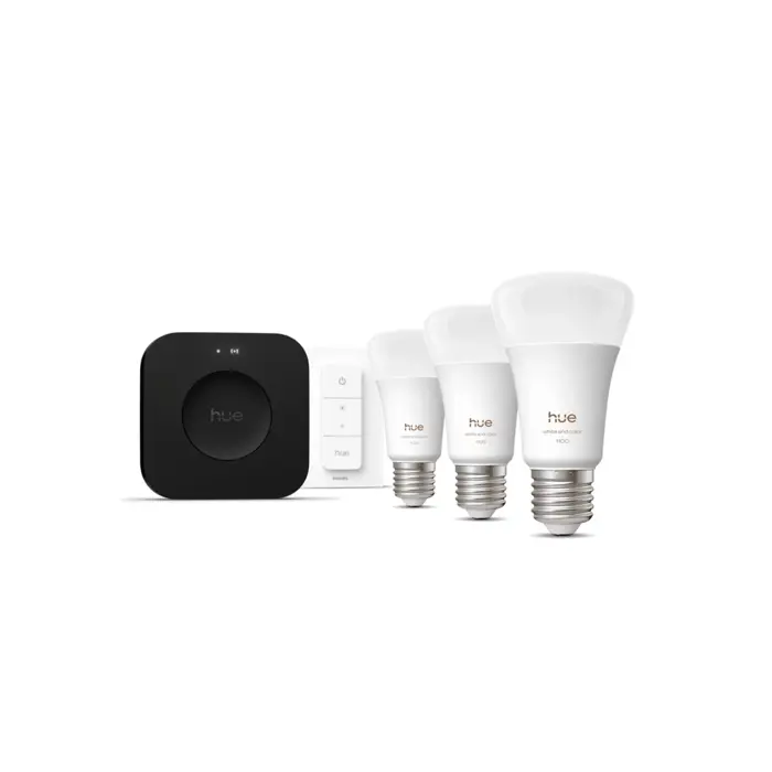 PHILIPS HUE pametna LED žarulja WCA 1100 A60 E27 (set 3 kom) + Bridge + Dimmer
