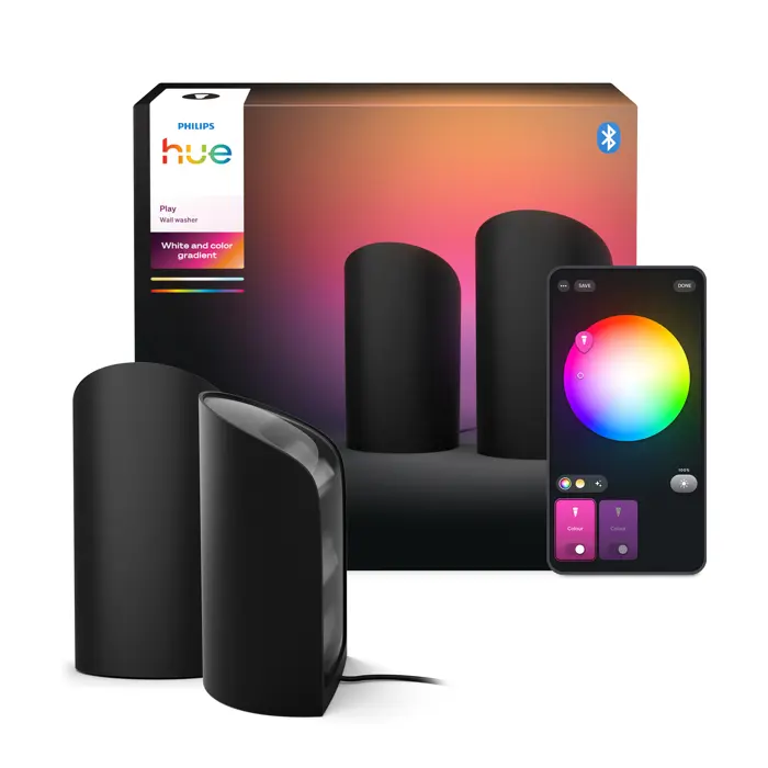 WASHER PHILIPS HUE zidna LED svjetiljka WALL crna (set 2 kom)