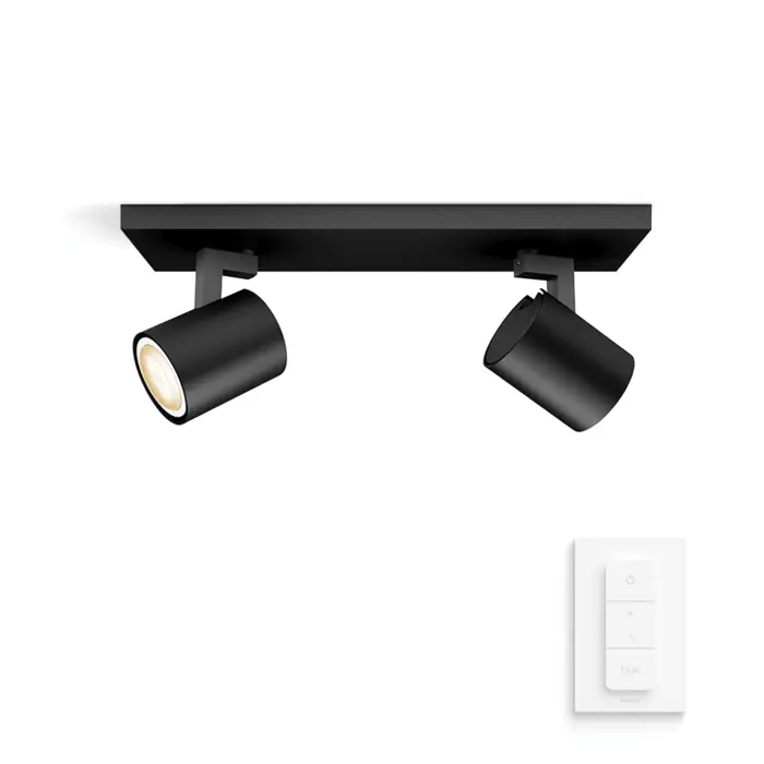 RUNNER PHILIPS HUE pametni LED reflektor crni 2XGU10 + Hue Dimmer Switch