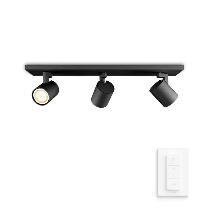 RUNNER PHILIPS HUE pametni LED reflektor crni 3XGU10 + Hue Dimmer Switch