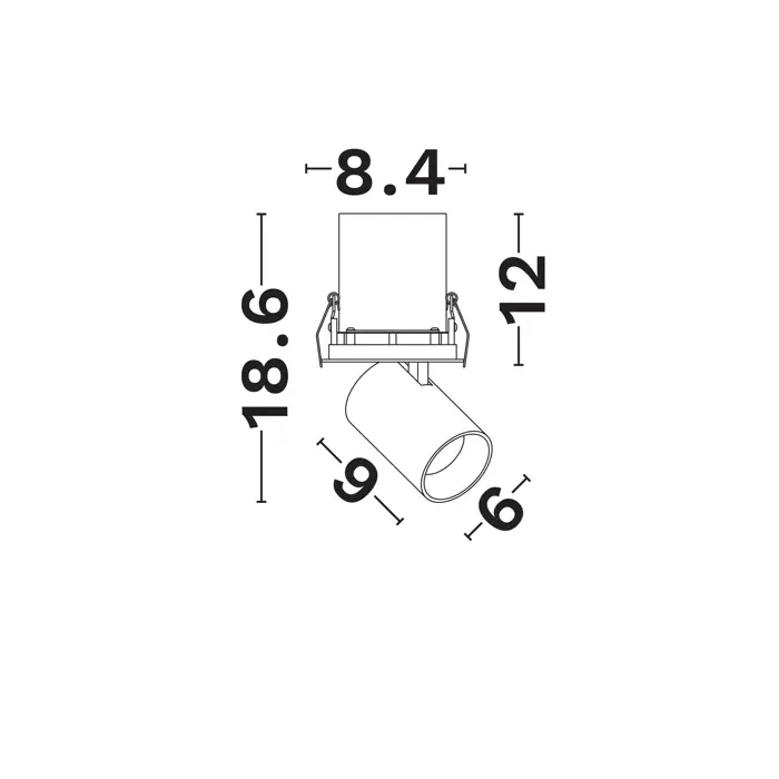 PIN UGRADBENA SVJETILJKA CRNA 12W 720Lm 3000K IP32