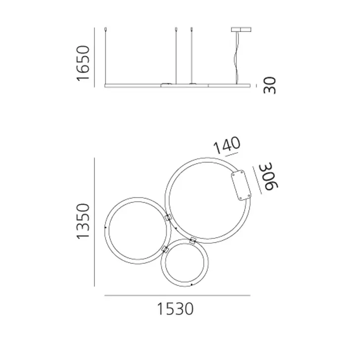 RIPPLE CLUSTER LUSTER BIJELI 89W 3000K 5806lm