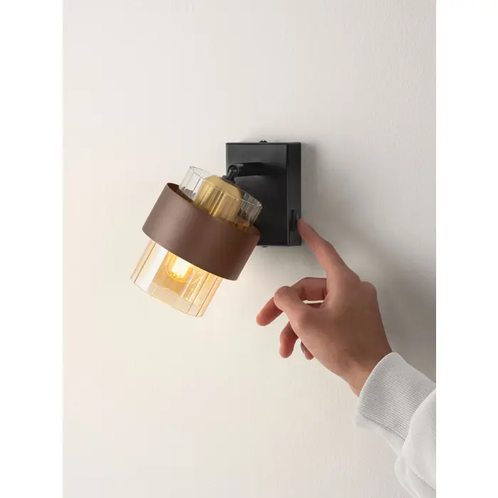 SERENA Zidna svjetiljka Grlo E27 1x12 W IP20 Prekidač uklj./isklj Smeđa