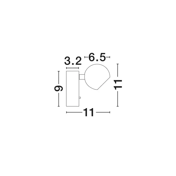 SFERA ZIDNA LED SVJETILJKA ZLATNA 6W IP20 3000K PREKIDAČ UKLJU./ISKLJ.