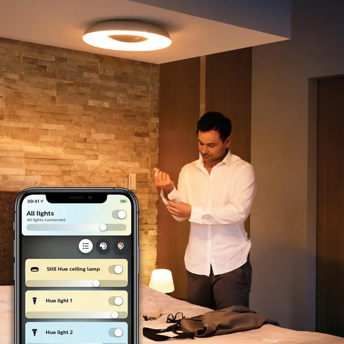 STILL PHILIPS HUE pametna stropna svjetiljka crna + Hue Dimmer Switch