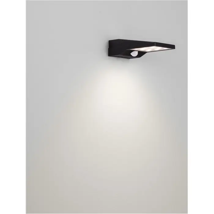 TEK VANJSKA SOLARNA ZIDNA SVJETILJKA LED 1W 105Lm IP54 3000K CRNA + SENZOR