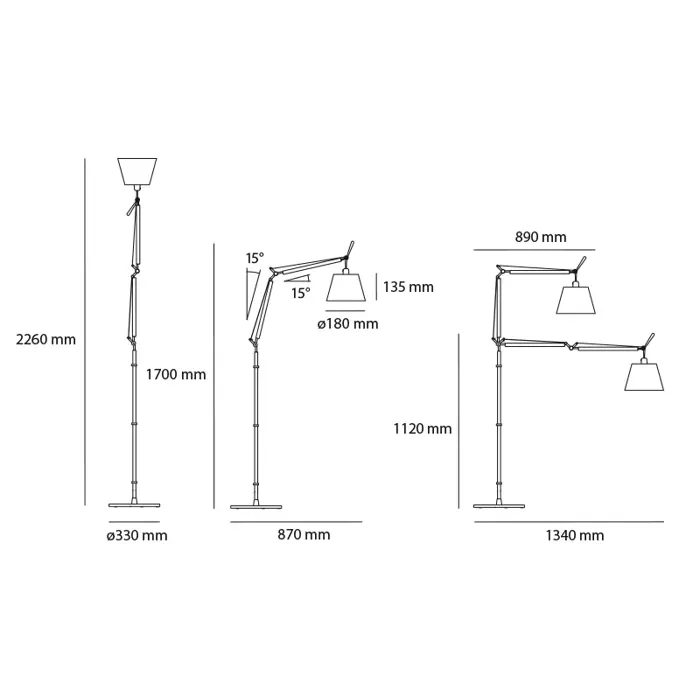 TOLOMEO BASCULANTE STAJAĆA SVJETILJKA S POSTOLJEM SATEN 0947020A + A012820