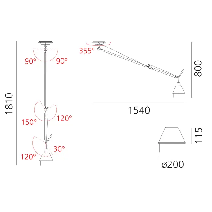 TOLOMEO DECENTRATA STROPNA SVJETILJKA ALUMINIJ SA SJENILOM 0629000A + 0371050A