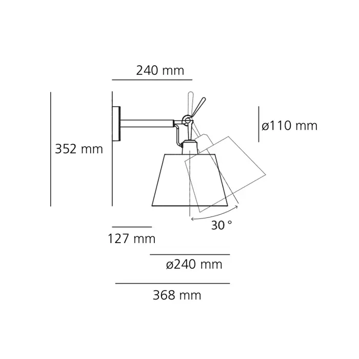 TOLOMEO DIFFUSORE 24 ZIDNA SVJETILJKA SA SJENILOM 1184010A + 0372050A