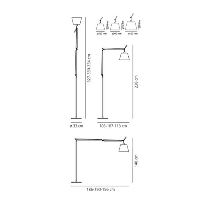 TOLOMEO MEGA STAJAĆA SVJETILJKA E27 ALUMINIJ KOMPLET 0564010A+0780020A+0779010A