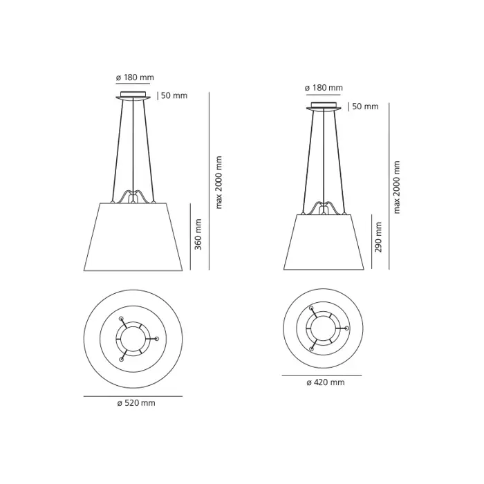 TOLOMEO MEGA VISILICA E27/220V ALUMINIJ SA SATEN SJENILOM 0782010A + 0781030A
