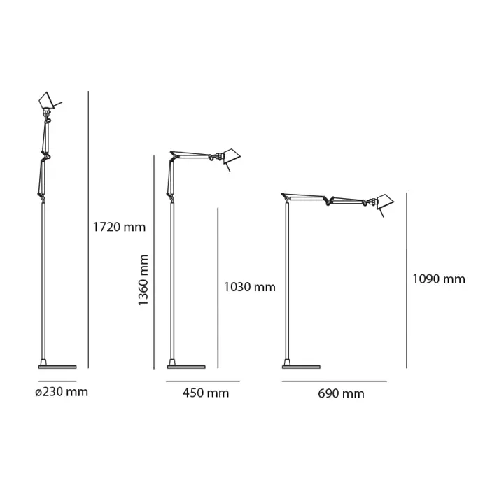 TOLOMEO MICRO STAJAĆA LAMPA S POSTOLJEM KOMPLET ALUMINIJ E14 A010900 + A043900