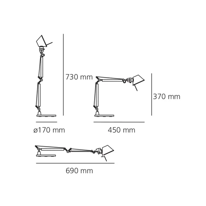 TOLOMEO MICRO STOLNA SVJETILJKA CRNA E14 SA POSTOLJEM