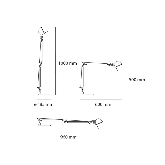 TOLOMEO MIDI LED STOLNA LAMPA S POSTOLJEM KOMPLET 3000K ALUMINIJ A015100+A003900