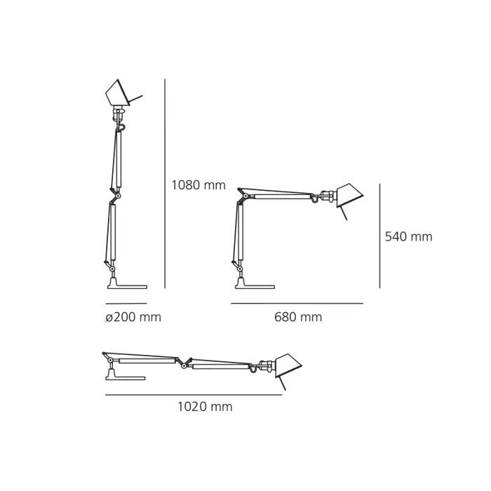TOLOMEO MINI STOLNA LAMPA S POSTOLJEM KOMPLET BIJELA E-27 A005920 + A008620