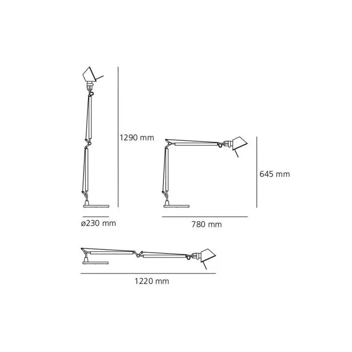 TOLOMEO TIJELO STOLNE LAMPE 1xE27/70W/230V CRNA BEZ POSTOLJA A004430