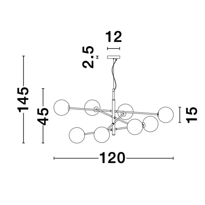 VITRA VISILICA 8xG9 /IP20/ZLATNA & CRNA